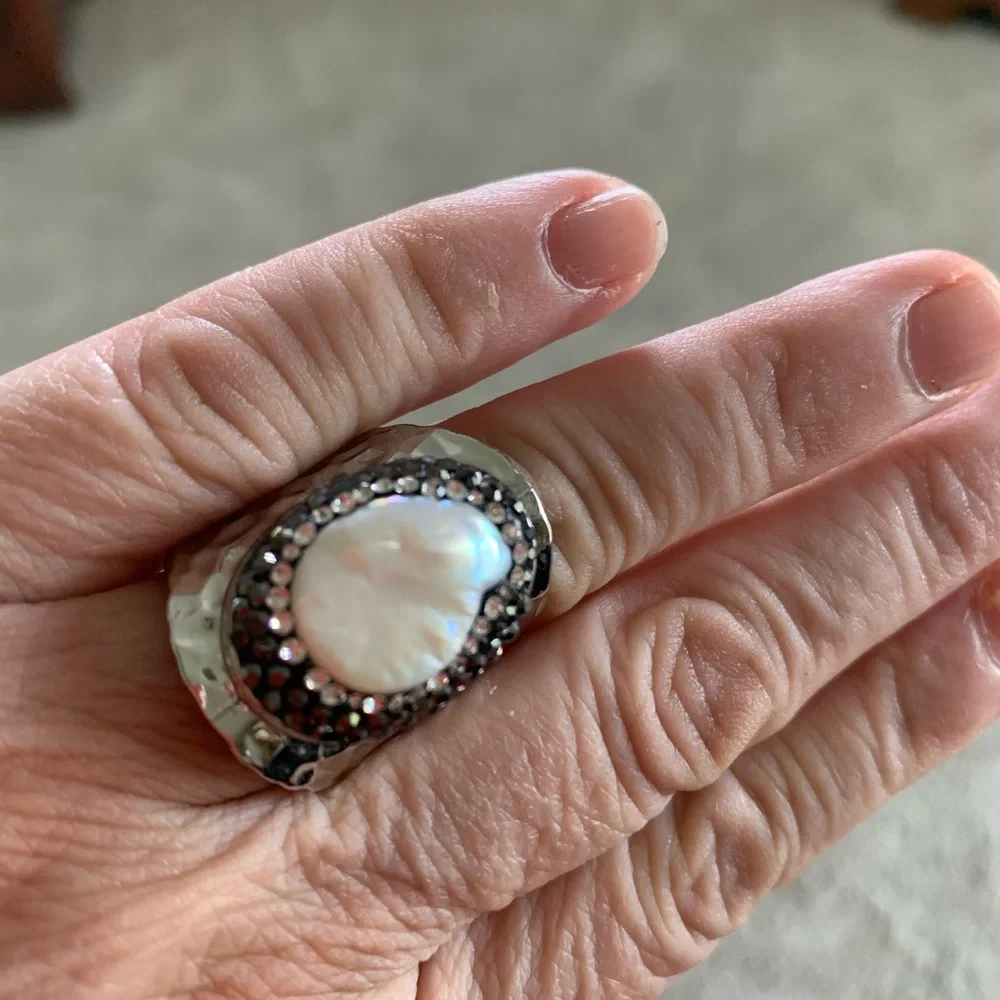 Pearl and rhinestone ring - Picture 5 of 5